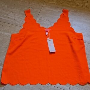NWT Virgin Only Neon Orange Scalloped Tank Blouse